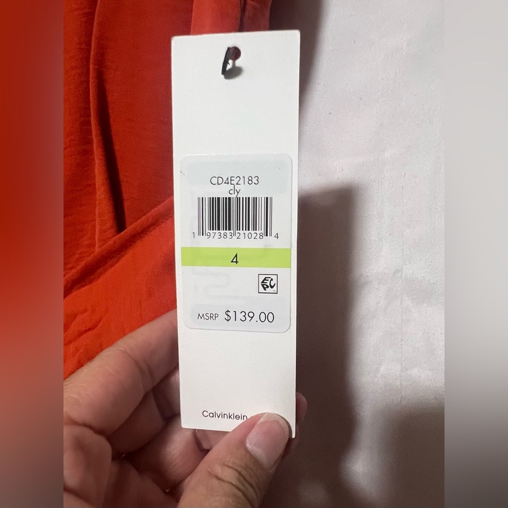 NWT Calvin Klein Sleeveless Jumpsuit Vivid Orange Wide Leg Office Formal Spring - Picture 5 of 12